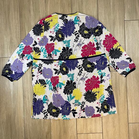 Susan Graver Floral Print Kimono Robe Jacket 2X Plus Size Lightweight Duster - Picture 2 of 11